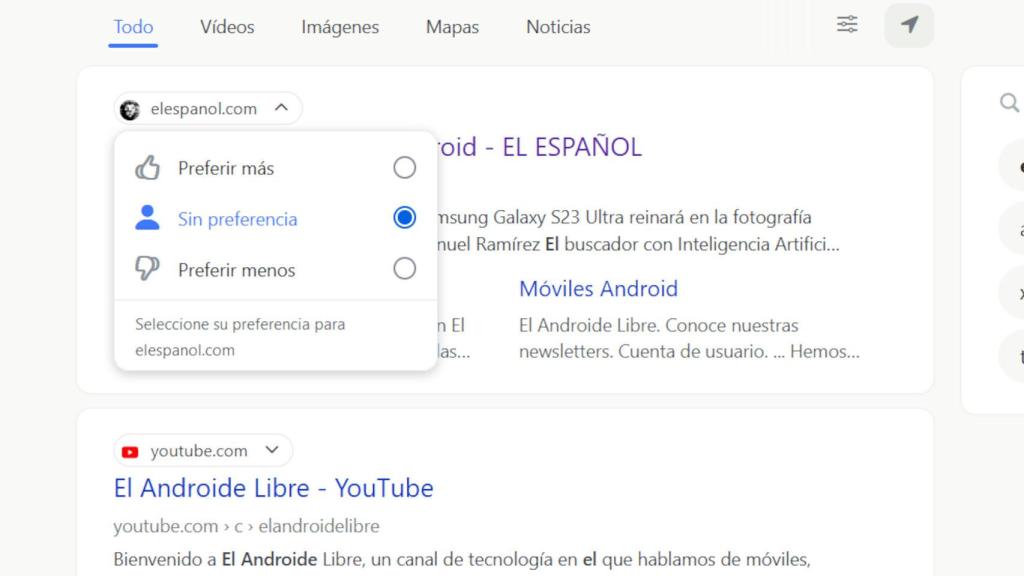 Neeva permite seleccionar nuestros medios favoritos para que aparezcan siempre en la búsqueda