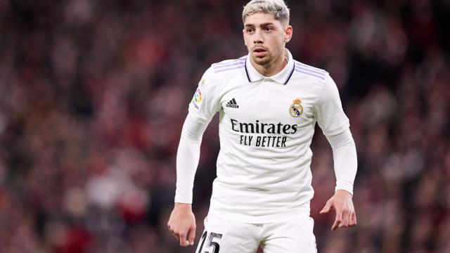 Fede Valverde durante un partido de Liga con el Real Madrid frente al Athletic