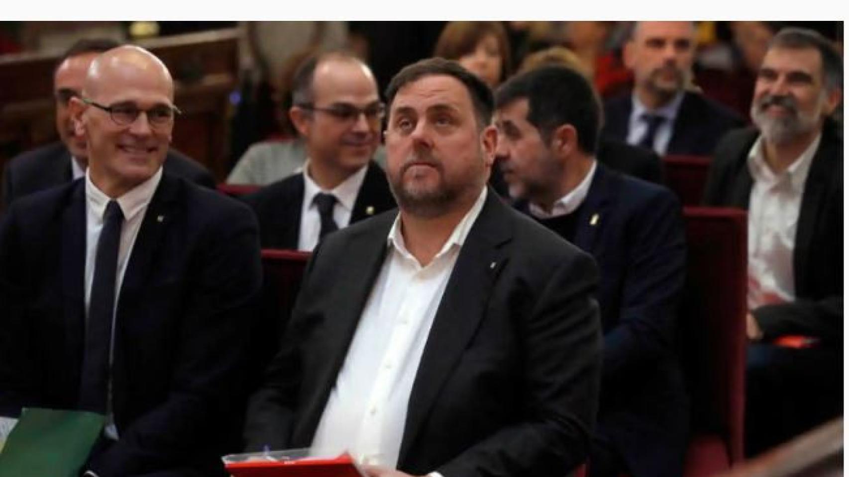 Oriol Junqueras y el resto de acusados, durante el juicio del 'procés'./