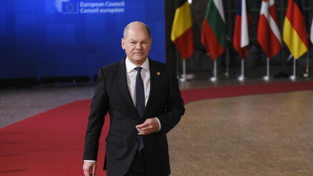 El canciller alemán, Olaf Scholz, durante una reunión del Consejo Europeo
