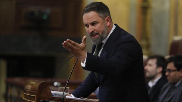 El líder de Vox, Santiago Abascal, este miércoles en el Congreso.