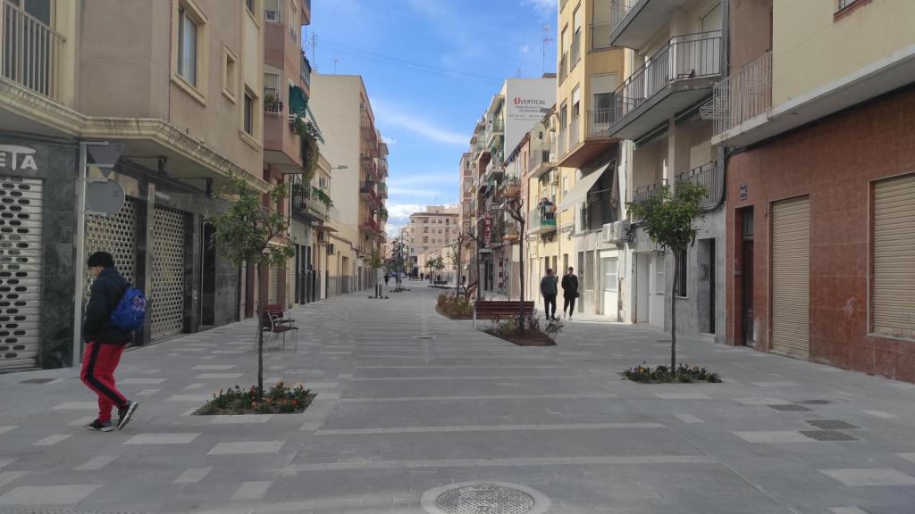 La calle Olegario Domarco, ya peatonalizada.