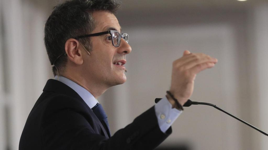 Félix Bolaños, durante su intervención de esta mañana en el desayuno de Europa Press.