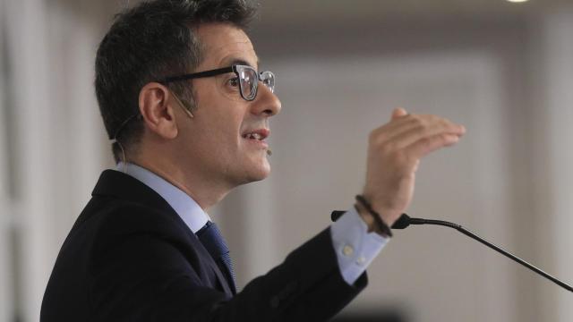 Félix Bolaños, durante su intervención de esta mañana en el desayuno de Europa Press.