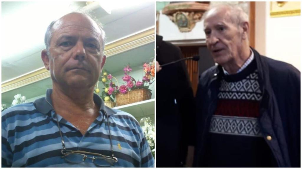 El fallecido, Diego Valencia (d), sacristán de la iglesia de La Palma y el herido grave, el padre Antonio Rodríguez, párroco de San Isidro.