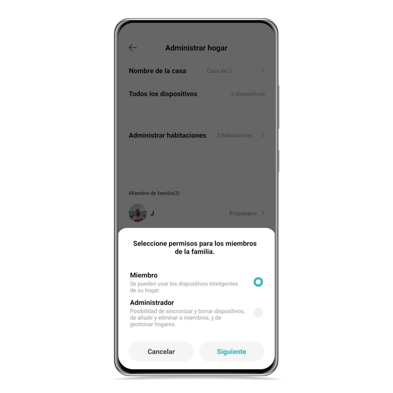 Miembro o propietario en Xiaomi Home