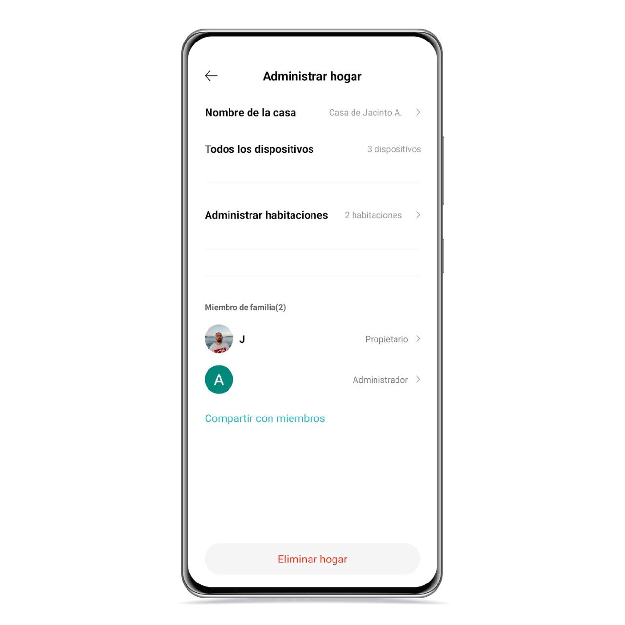 Administrar hogar en Xiaomi Home