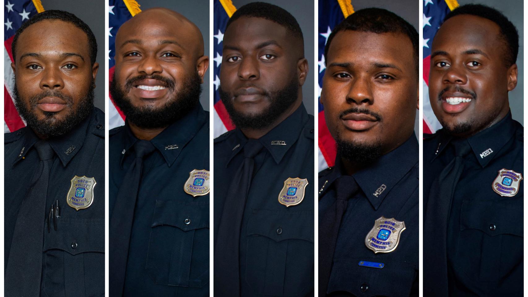 De izquierda a derecha, Demetrius Haley, Desmond Mills, Jr., Emmitt Martin III, Justin Smith y Tadarrius Bean.