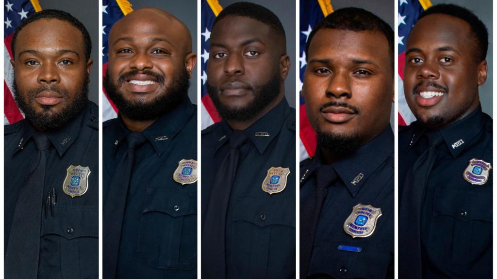 De izquierda a derecha, Demetrius Haley, Desmond Mills, Jr., Emmitt Martin III, Justin Smith y Tadarrius Bean.