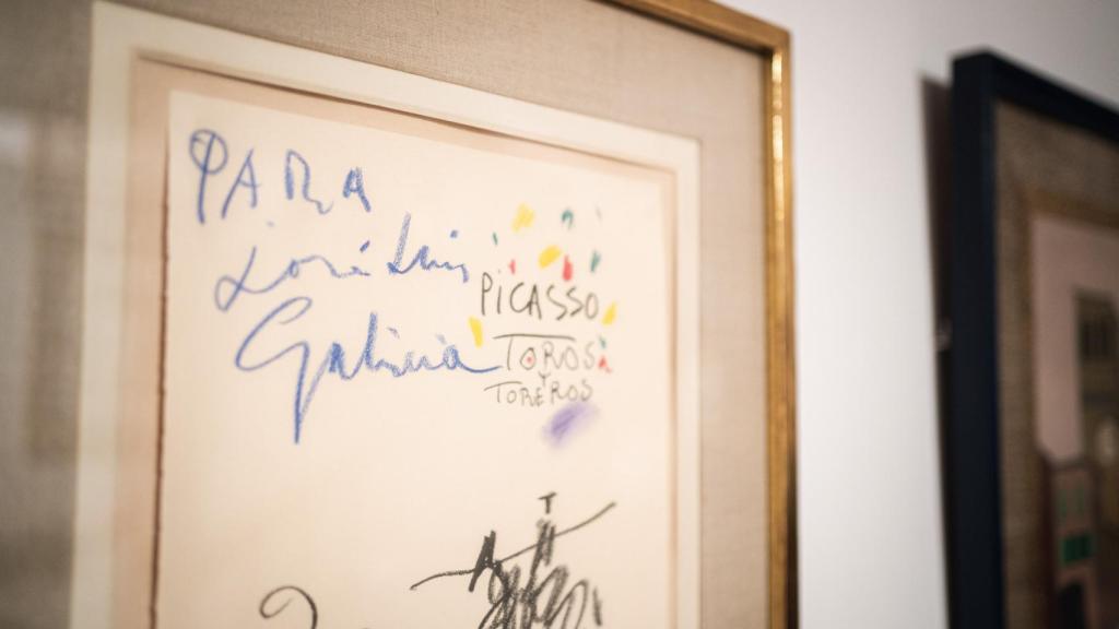 Detalle de unas de las obras de temática taurina dedicadas a José Luis por Picasso.