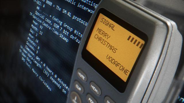 Replica del primer SMS que se envío en el mundo en diciembre de 1992.
