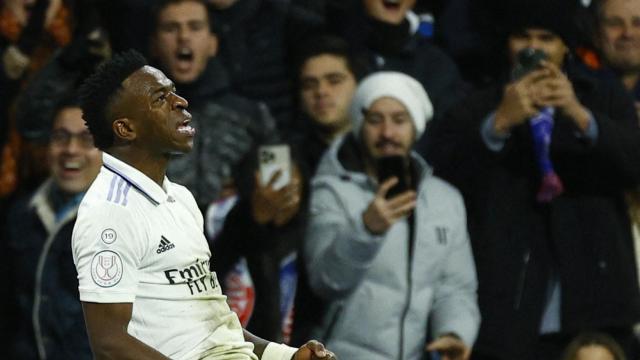 Vinicius celebra su gol frente al Atlético de Madrid en la prórroga