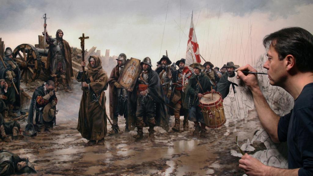 Ferrer-Dalmau trabajando en su obra 'El milagro de Empel'.