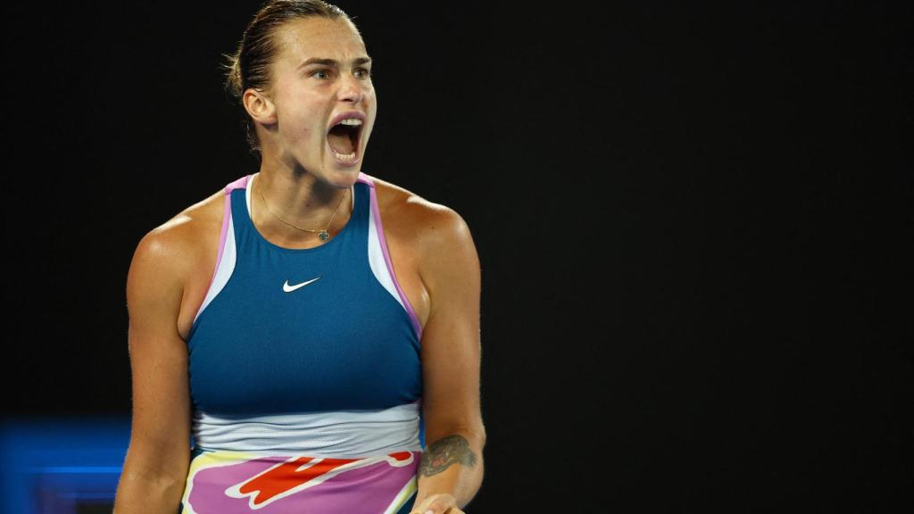Sabalenka celebra un punto durante la final del Open de Australia.