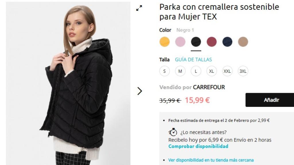 Parka con cremallera sostenible.
