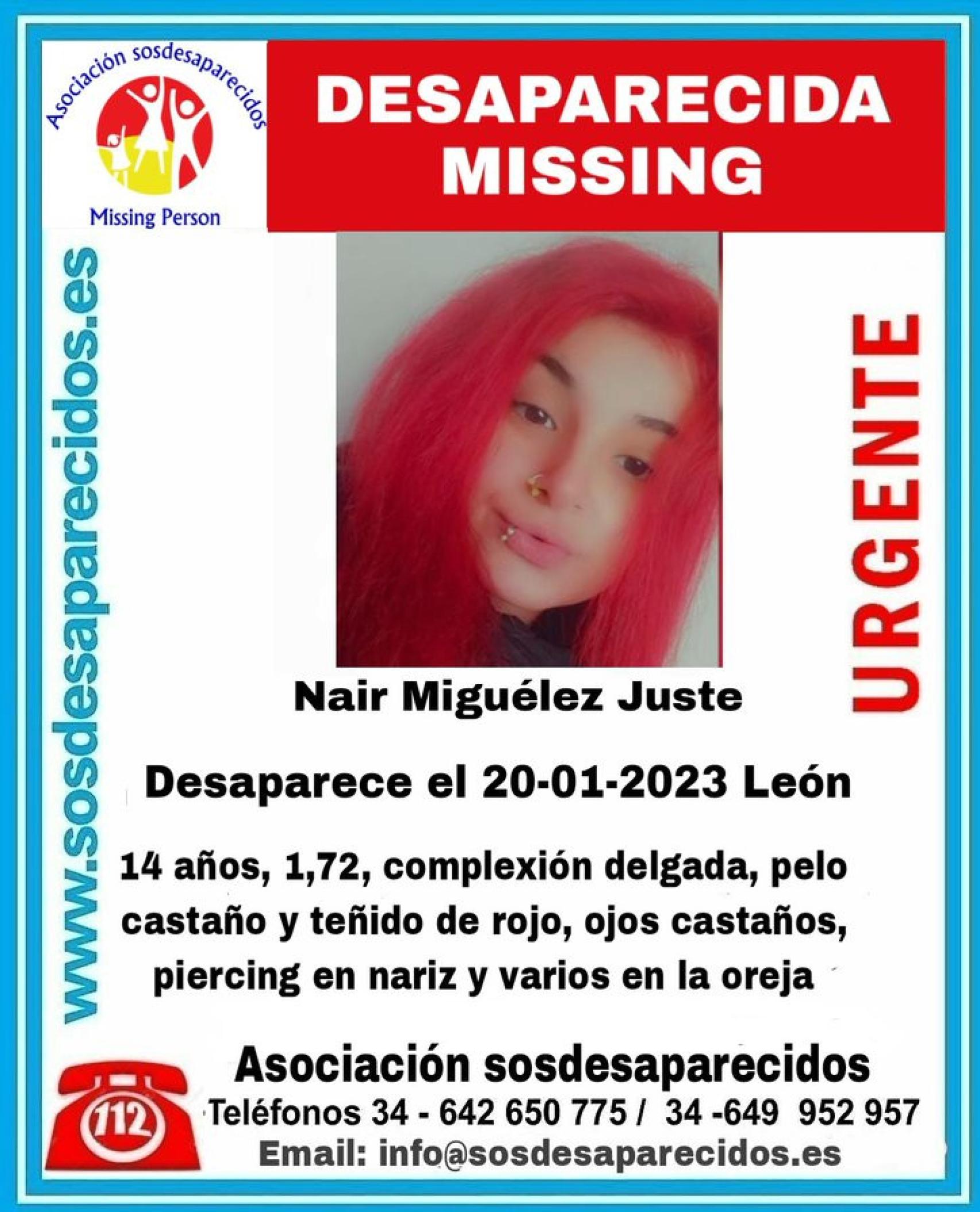 Nair Miguélez Juste, la joven desaparecida en León