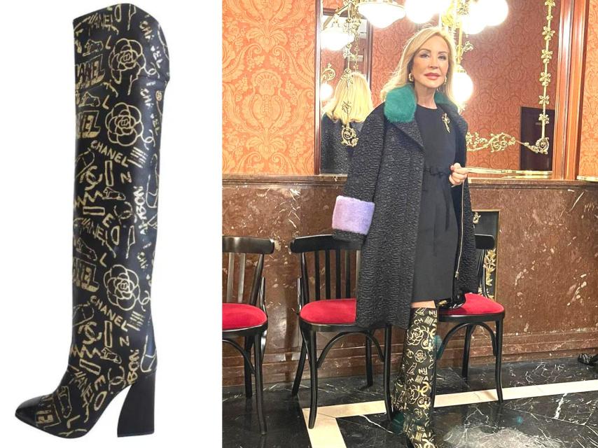 Lomana completa su 'look' con botas de Chanel.