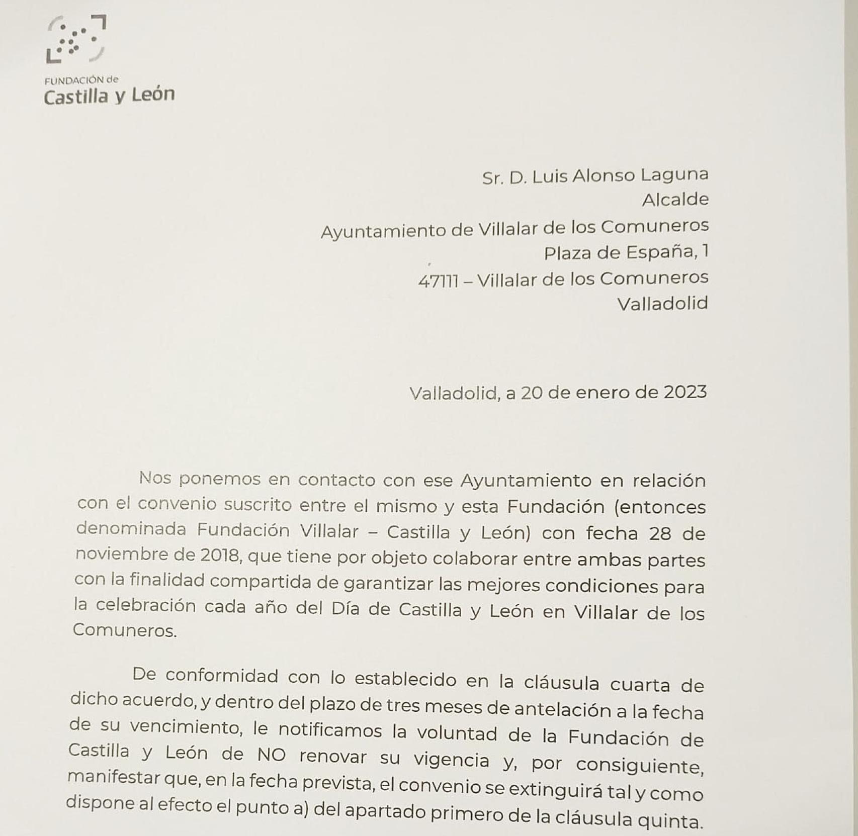 Comunicado Fundación Castilla y León