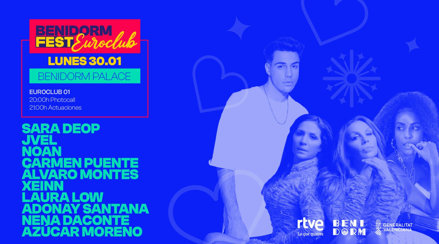 Cartel del Benidorm Fest que anuncia la actuación de Carmen Puente