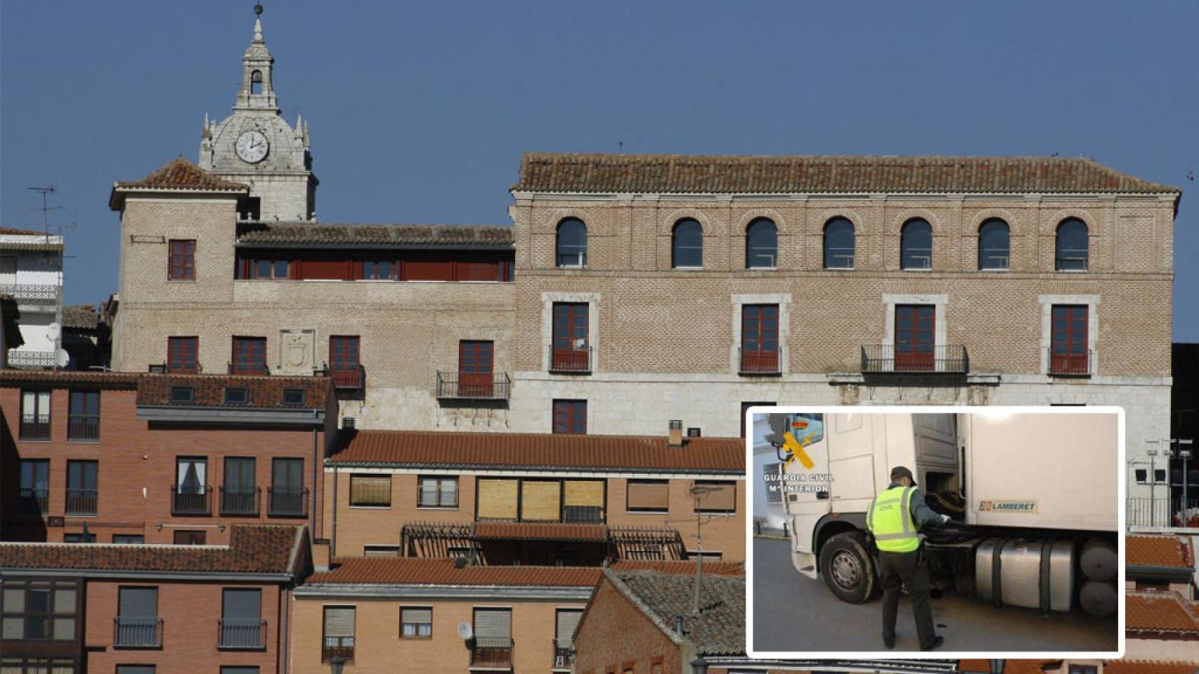 La localidad vallisoletana de Tordesillas y una imagen de la Guardia Civil