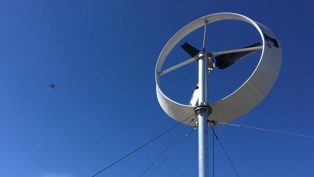 La zona del conducto y las palas del aerogenerador.