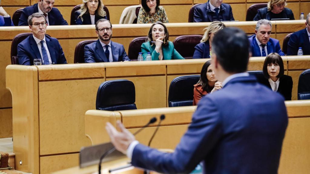Pedro Sánchez, durante su intervención en el Senado.