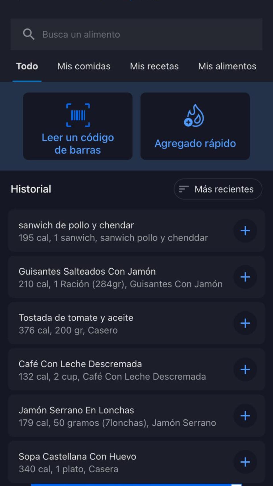 Captura de imagen de MyFitnessPal