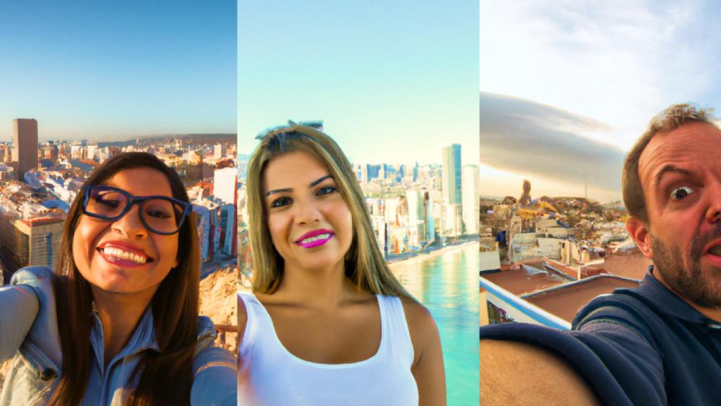 Alicante, Benidorm y Orihuela encarnadas en tres representaciones de la inteligencia artificial de Dall-e 2.