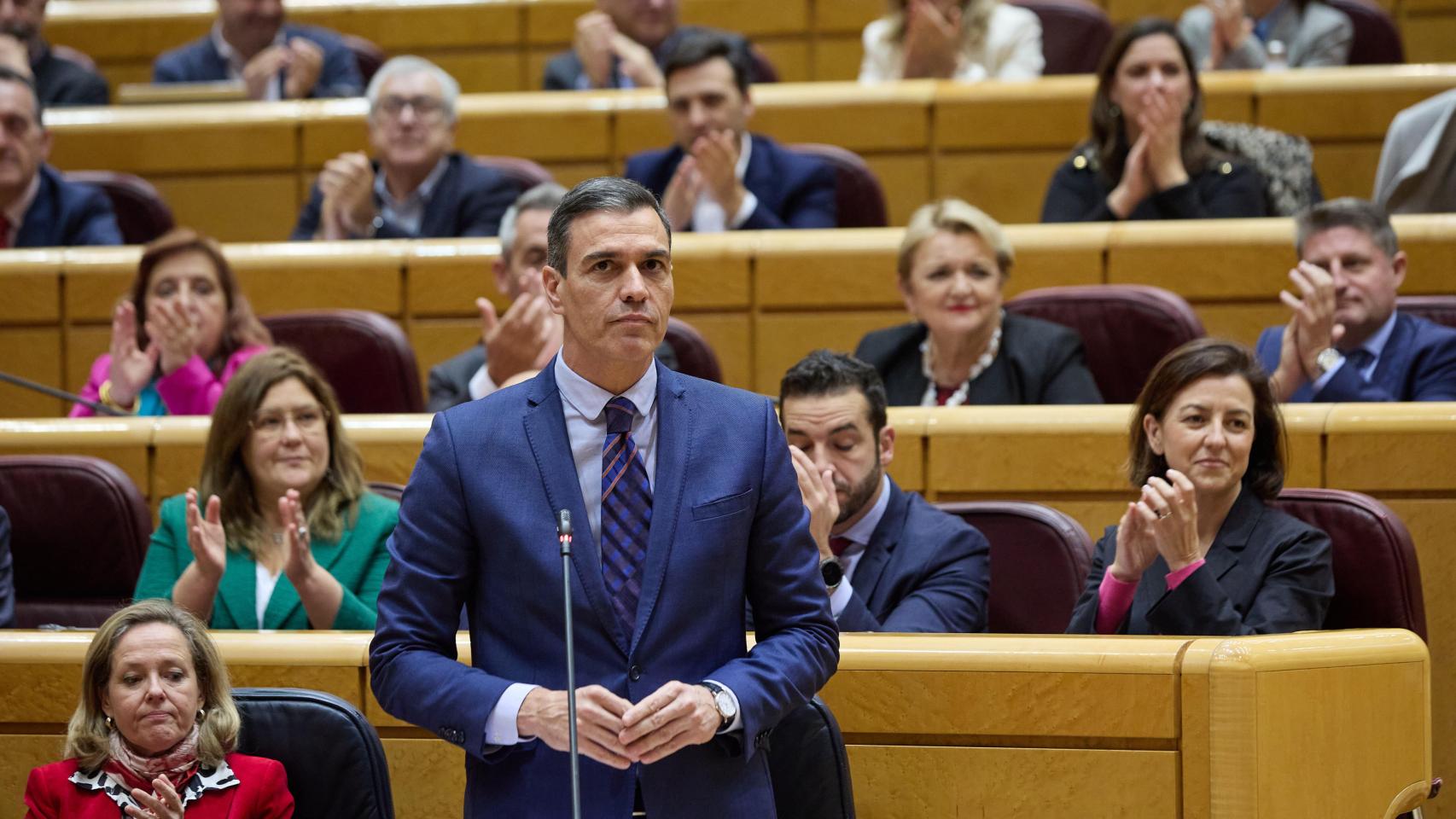 Pedro Sánchez, presidente del Gobierno, en el Senado.