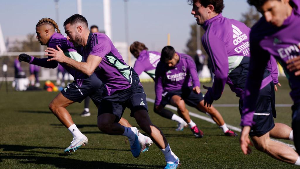 Dani Carvajal durante un entrenamiento del Real Madrid