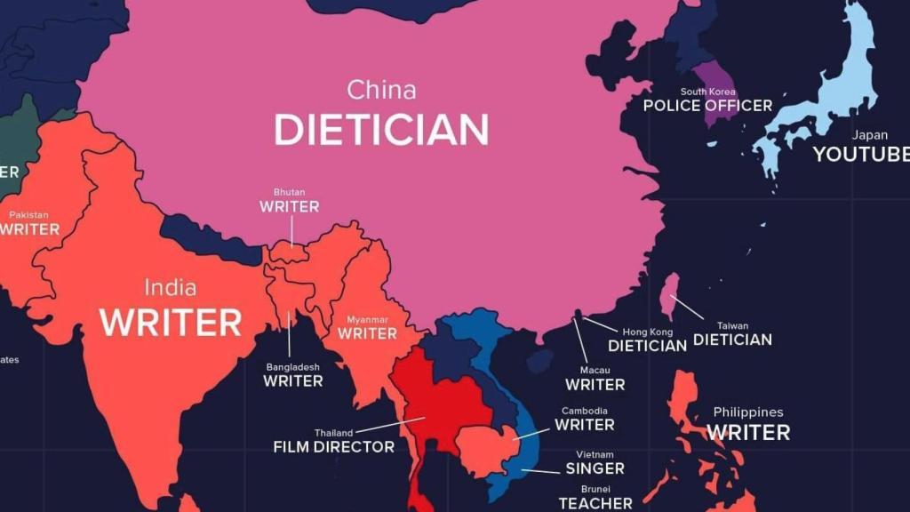 Mapa de las búsquedas en Asia.