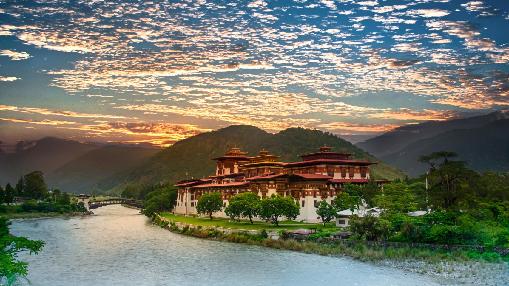 Panorámica de Punakha, en Bután.