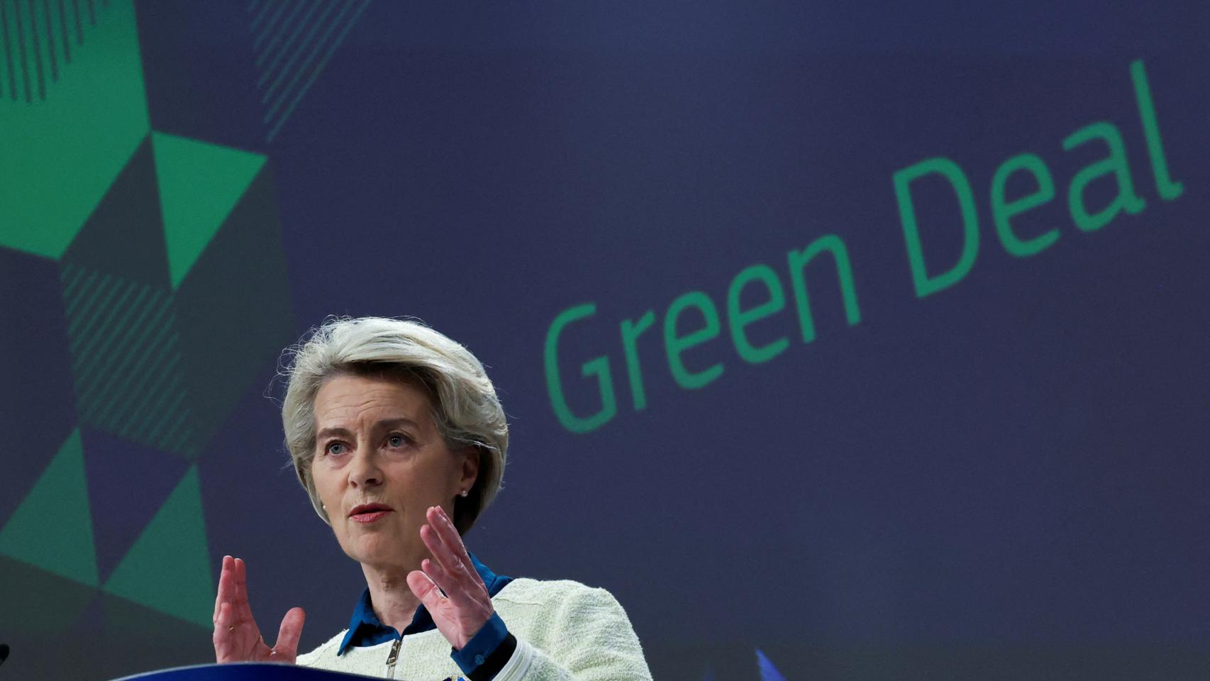 La presidenta de la Comisión, Ursula von der Leyen, durante la rueda de prensa de este miércoles