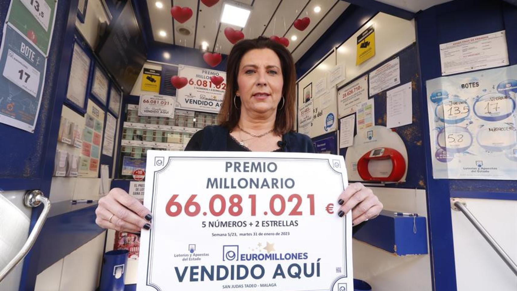 La lotera que ha repartido 66 millones del Euromillón en Málaga.