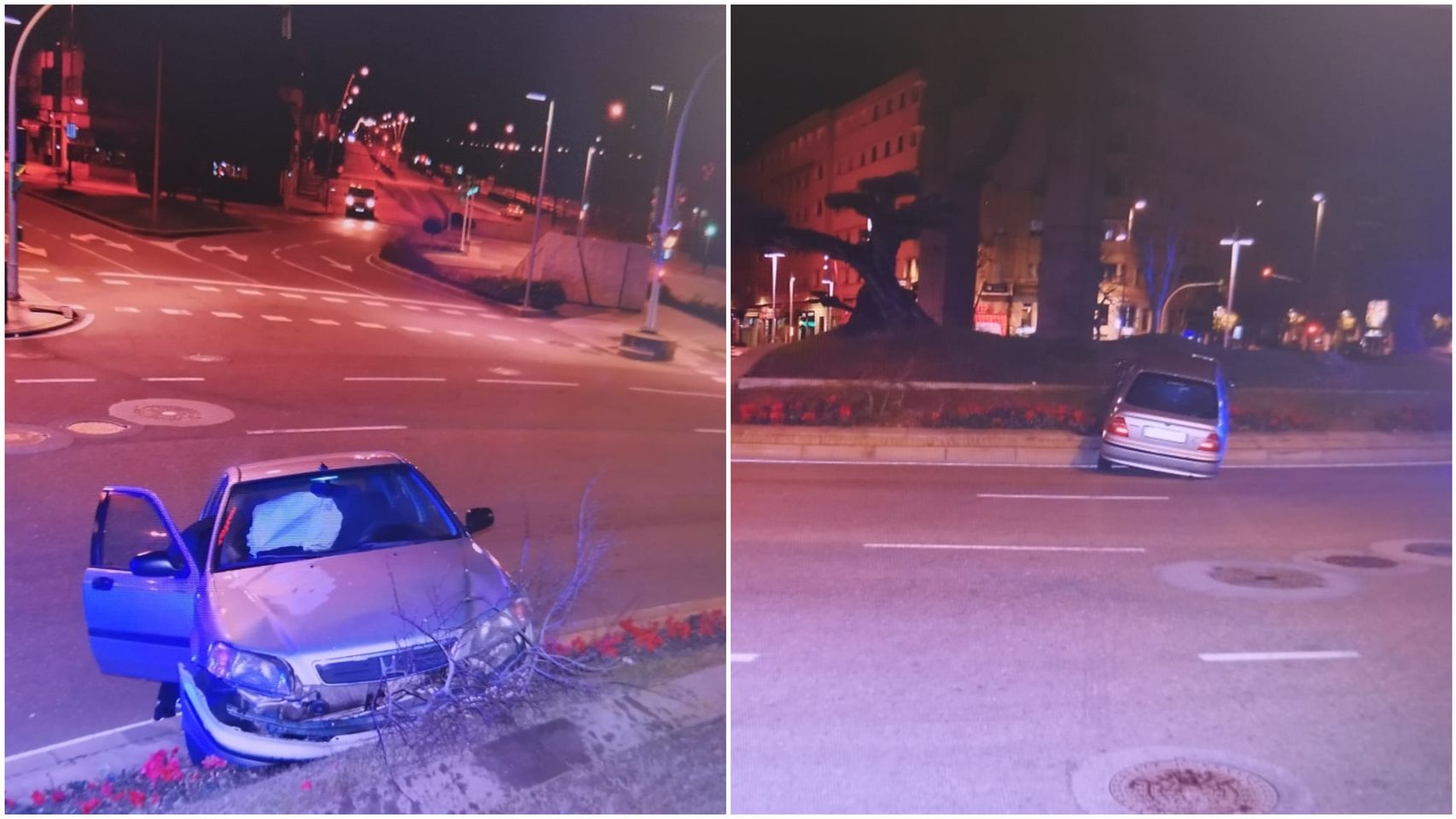 Imágenes del coche accidentado en la Plaza de América.