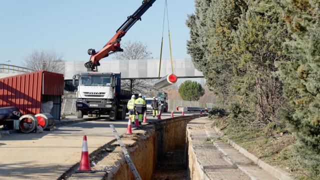 Obras de la red de calor sostenible 'Valladolid-Oeste' en una imagen de archivo.