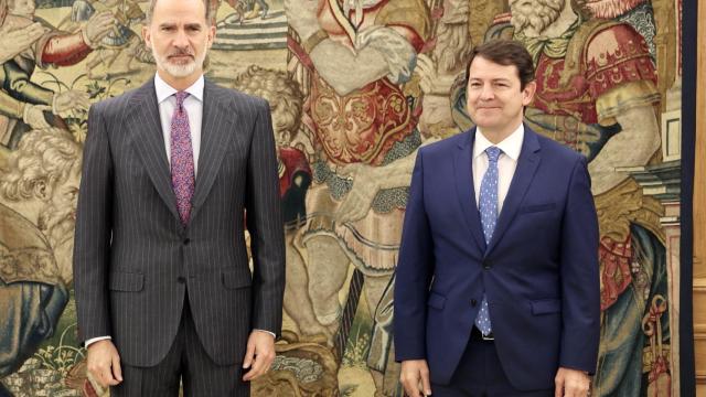 El Rey Felipe VI y Alfonso Fernández Mañueco durante una audiencia