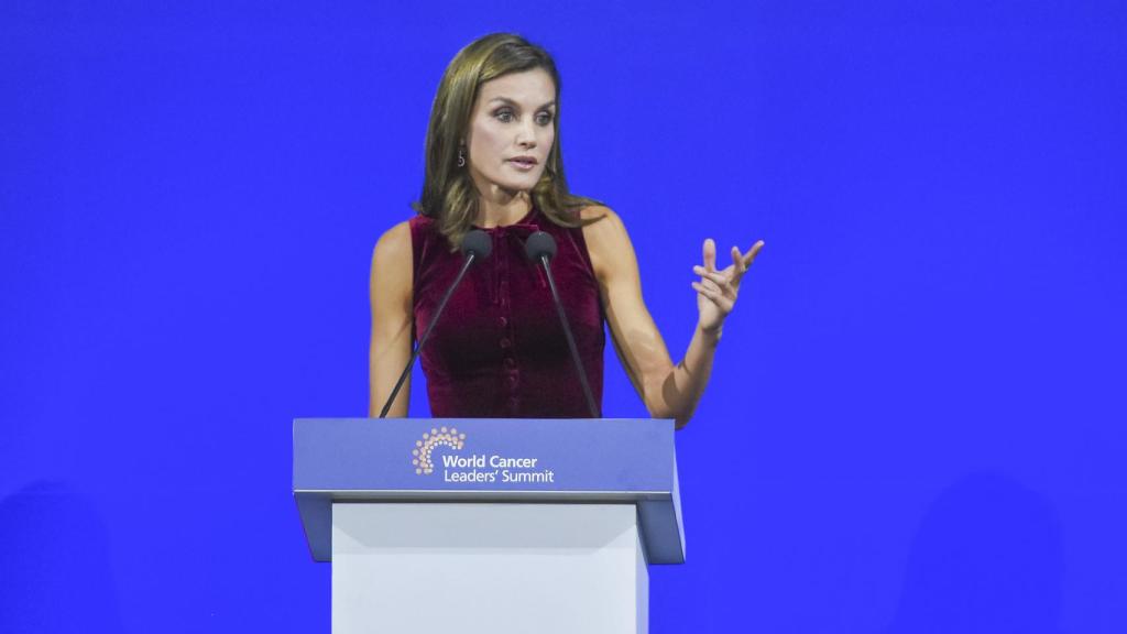 La reina Letizia en la Cumbre Mundial de Líderes contra el Cáncer celebrada en México.