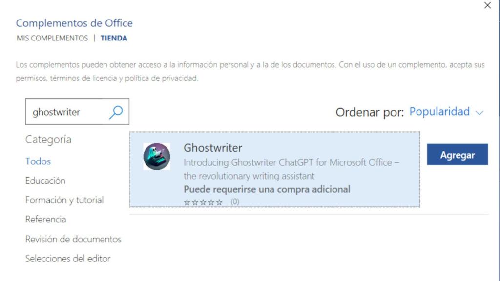 Instalación del complemento de Ghostwriter en Word