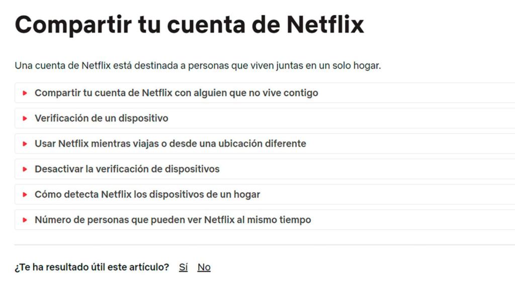 La FAQ actualizada hace unas horas de Netflix