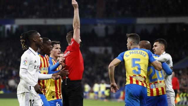 Paulista, en el momento en el que es expulsado ante el Real Madrid.