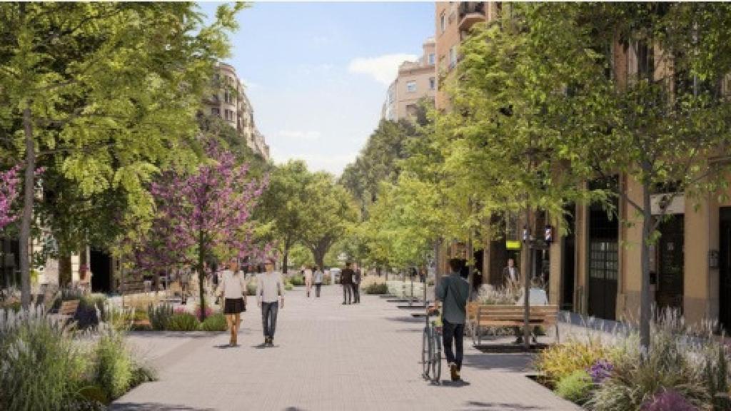 Recreación de cómo quedará una zona peatonal.