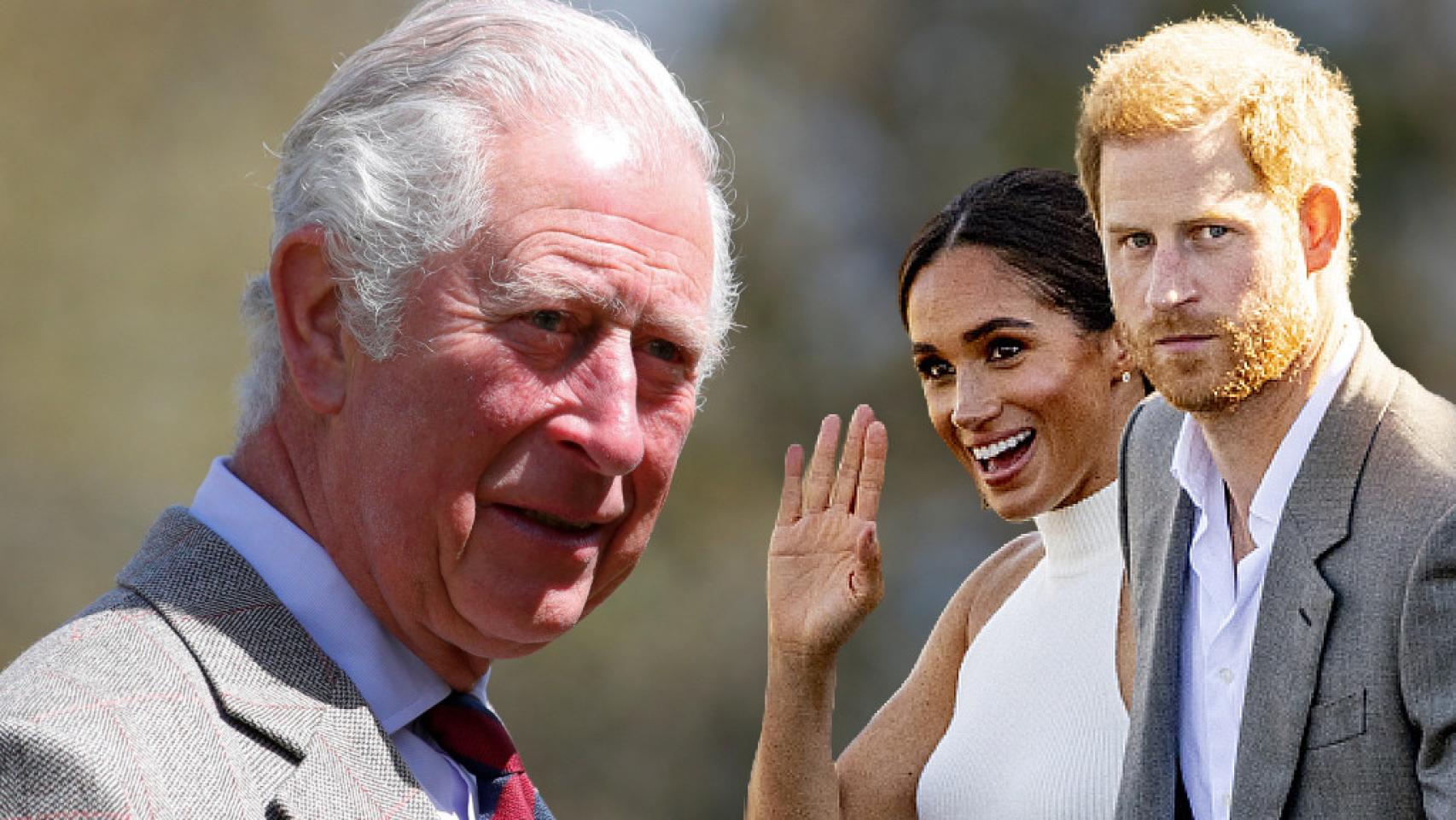 Carlos III junto a Meghan y Harry en un montaje de JALEOS.