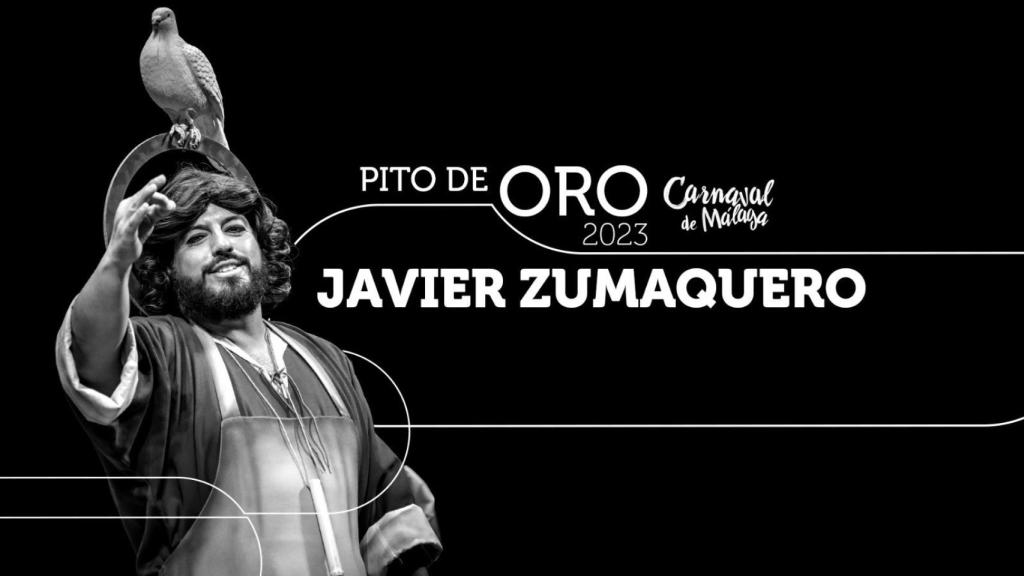 El murguista Javier Zumaquero, pito de oro del Carnaval de Málaga 2023.