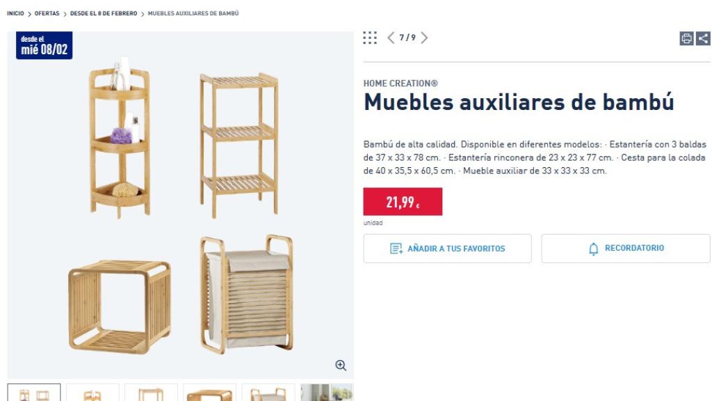 Muebles auxiliares de bambú.