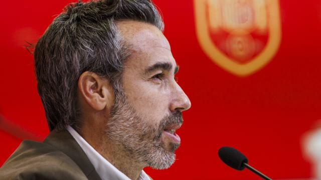 Jorge Vilda, en rueda de prensa con la Selección
