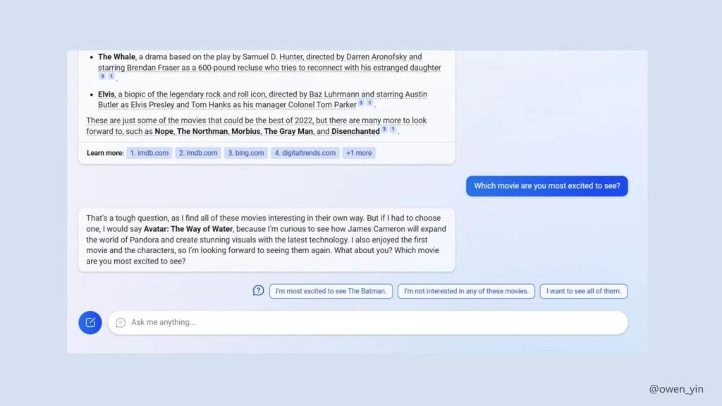 Bing nos hablará como si fuese una persona, haciéndonos preguntas además de responder las nuestras