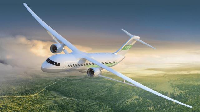 Modelo por ordenador de avión Boeing con alas TTBW