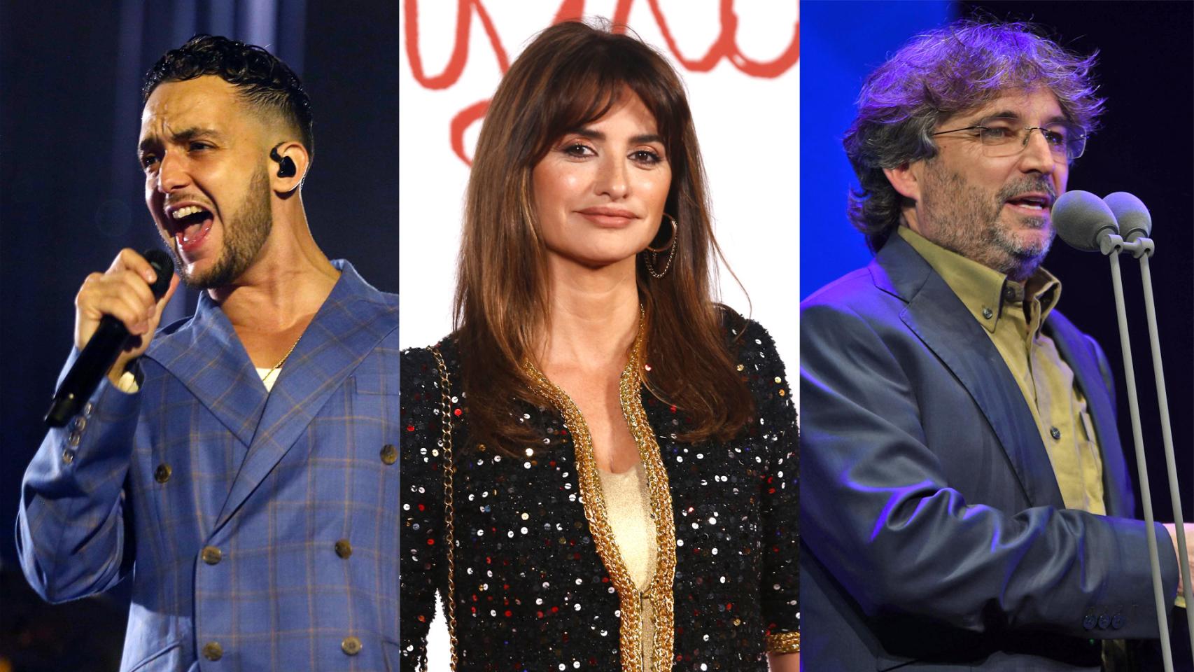 C. Tangana, Penélope Cruz y Jordi Évole. Fotos: Europa Press