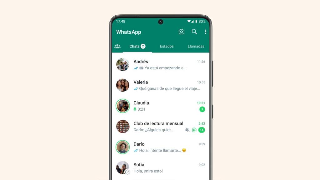 Anillo de estado en el perfil de WhatsApp